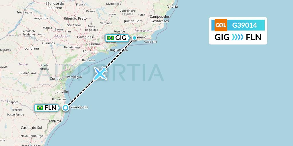 G39014 GOL Transportes Aeros Flight Map: Rio de Janeiro to Florianopolis