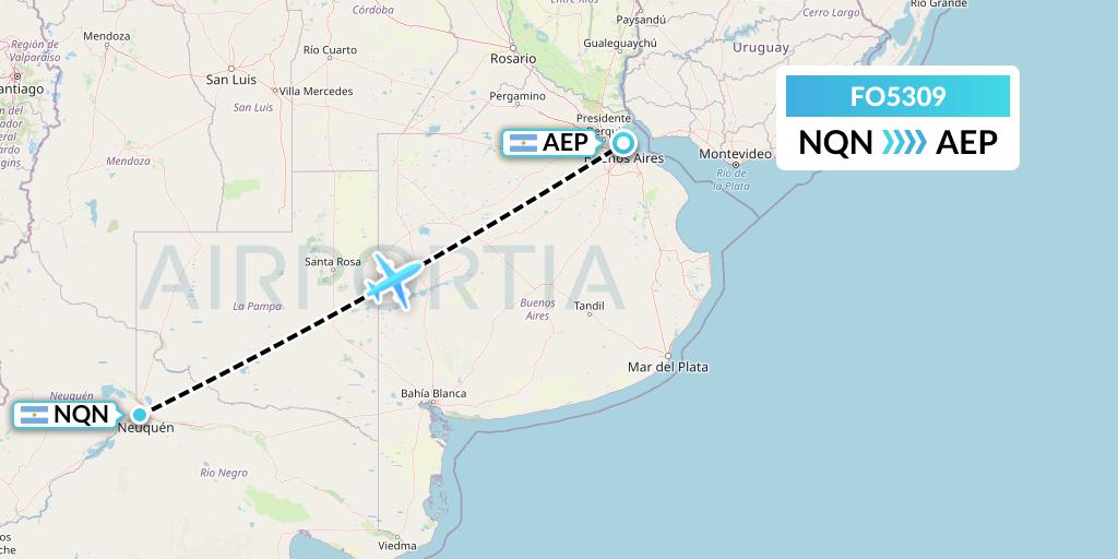 FO5309 Aero Flightops Uk Limited Flight Map: Neuquen to Buenos Aires
