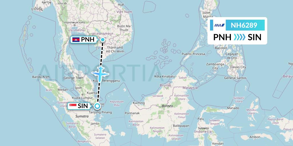NH6289 All Nippon Airways Flight Map: Phnom Penh to Singapore