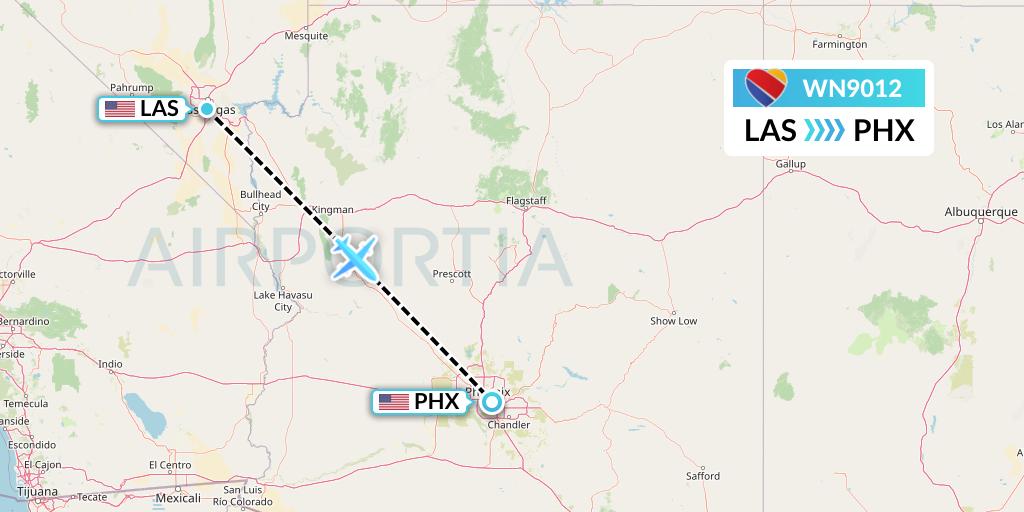 WN9012 Southwest Airlines Flight Map: Las Vegas to Phoenix