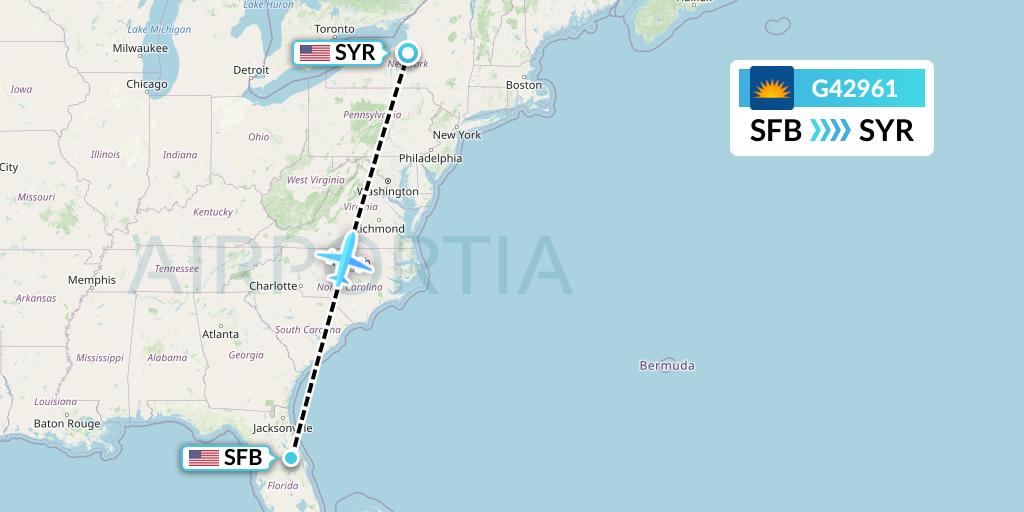 G42961 Allegiant Air Flight Map: Orlando to Syracuse