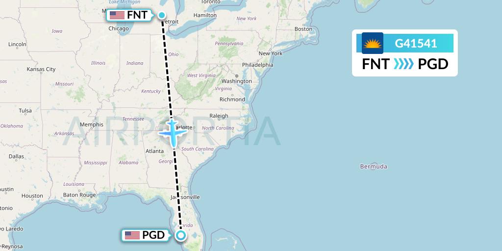G41541 Allegiant Air Flight Map: Flint to Punta Gorda