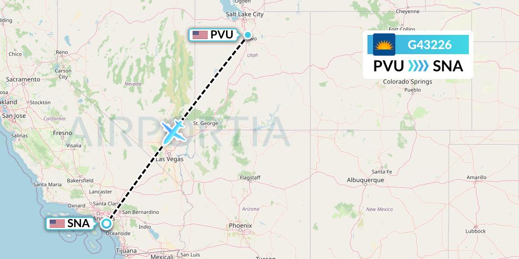 G43226 Allegiant Air Flight Map: Provo to Orange County