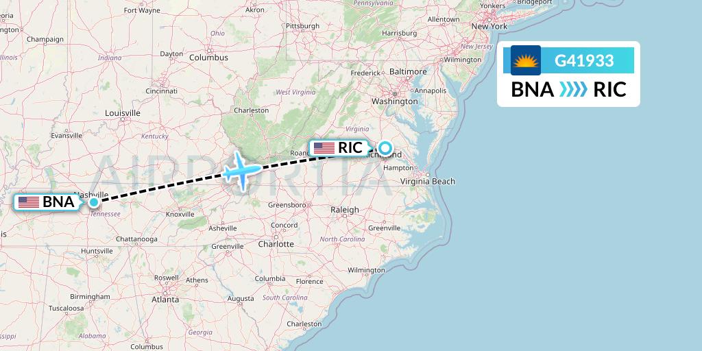 G41933 Flight Status Allegiant Air Nashville to Richmond (AAY1933)