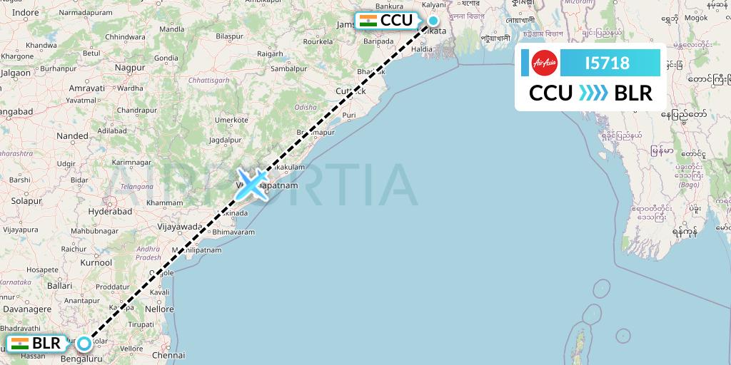 I5718 Flight Status AirAsia India Kolkata to Bangalore (IAD718)