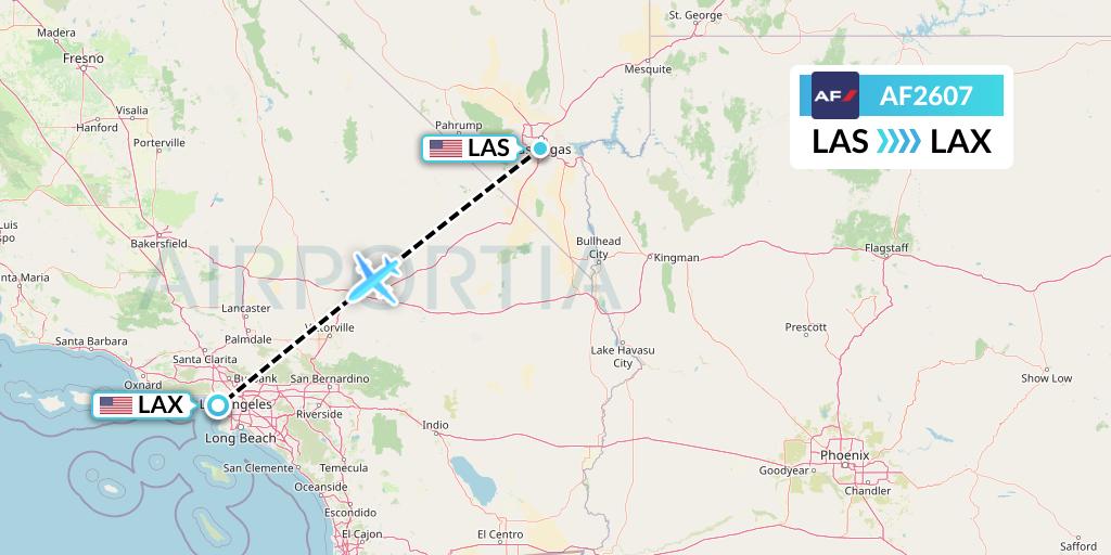 AF2607 Air France Flight Map: Las Vegas to Los Angeles