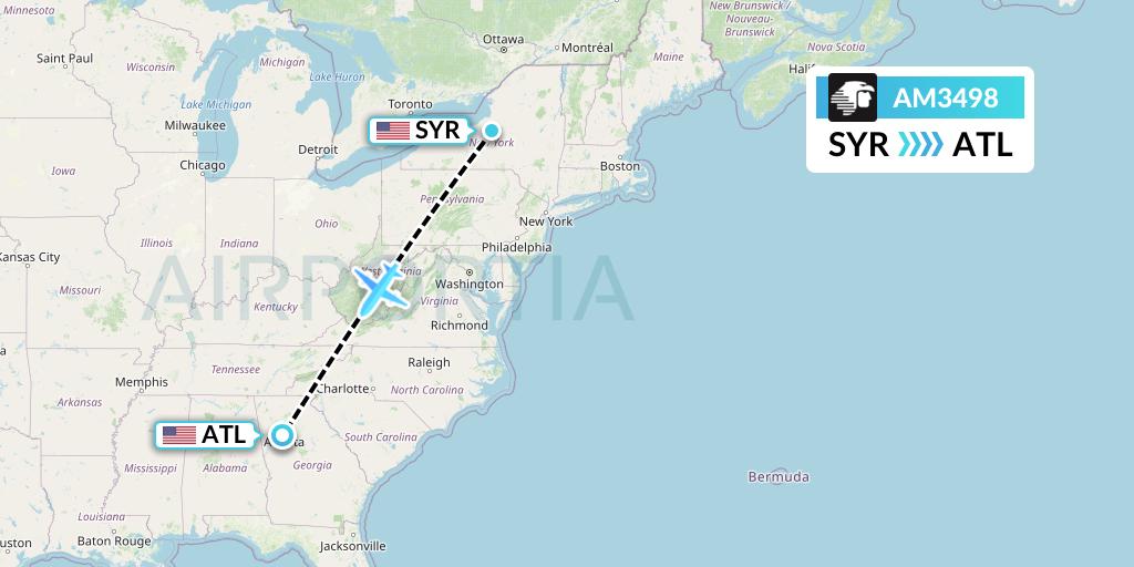 AM3498 Flight Status Aeromexico Syracuse to Atlanta (AMX3498)