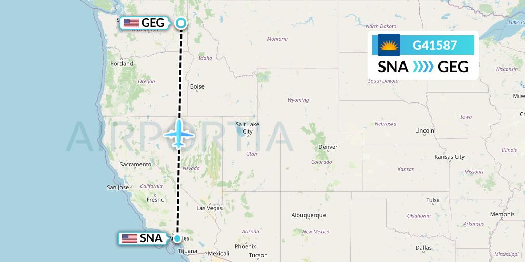 G41587 Allegiant Air Flight Map: Orange County to Spokane