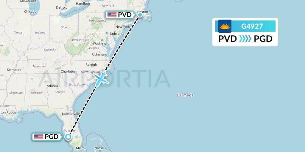 G4927 Allegiant Air Flight Map: Providence to Punta Gorda