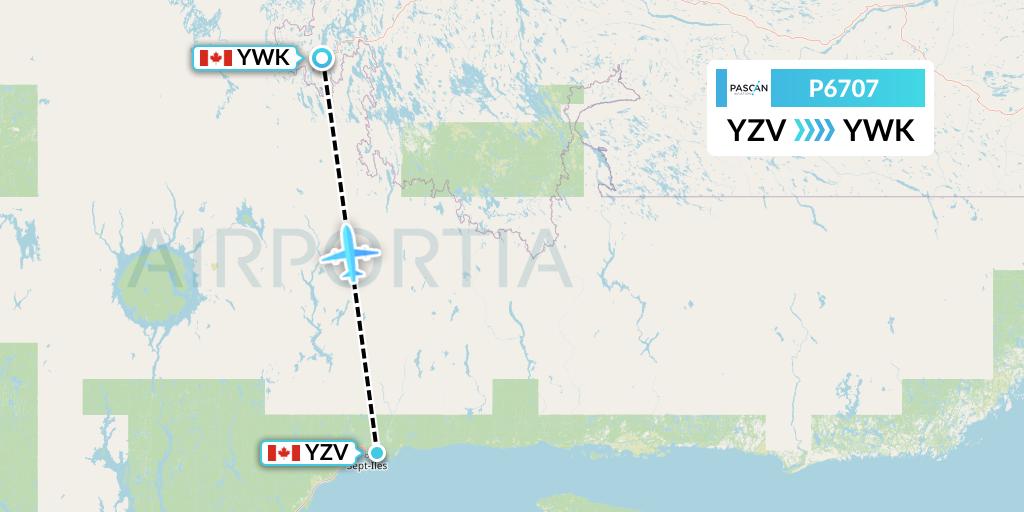 P6707 Pascan Aviation Flight Map: Sept-Iles to Wabush