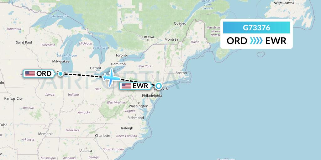 G73376 GoJet Flight Map: Chicago to New York