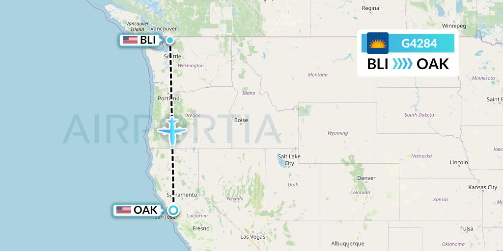 G4284 Allegiant Air Flight Map: Bellingham to Oakland