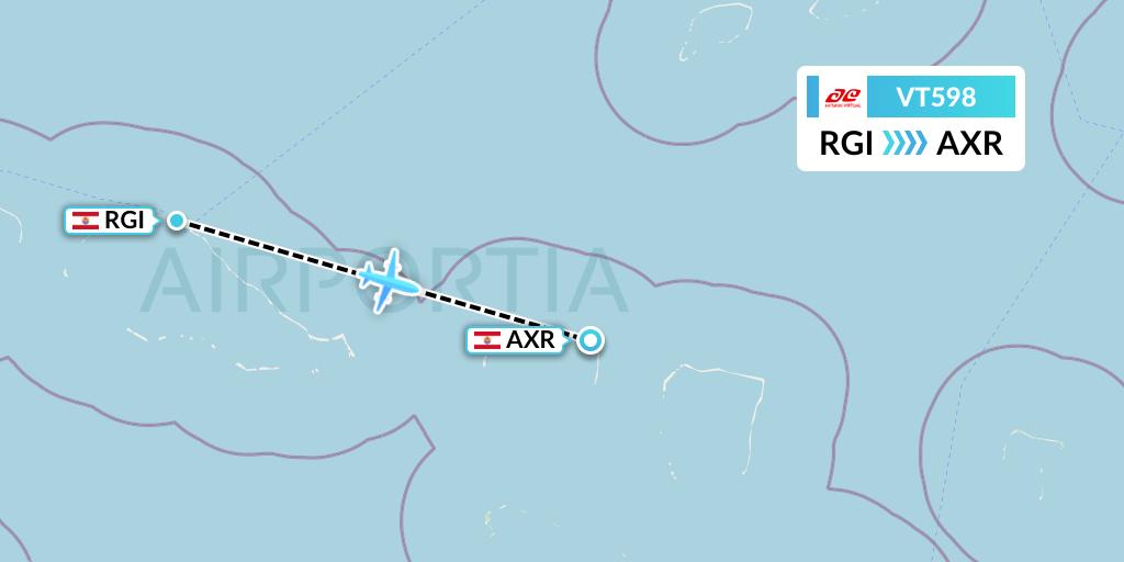 VT598 Air Tahiti Flight Map: Rangiroa to Arutua
