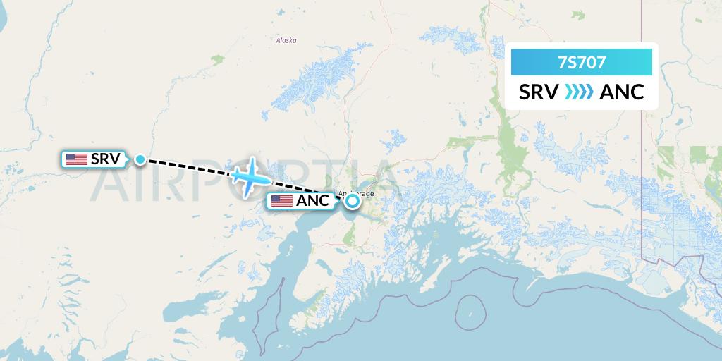 7S707 Ryan Air (USA) Flight Map: Stony River to Anchorage