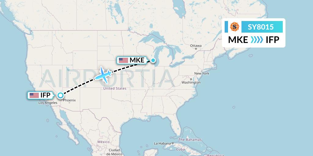 SY8015 Sun Country Airlines Flight Map: Milwaukee to Bullhead City