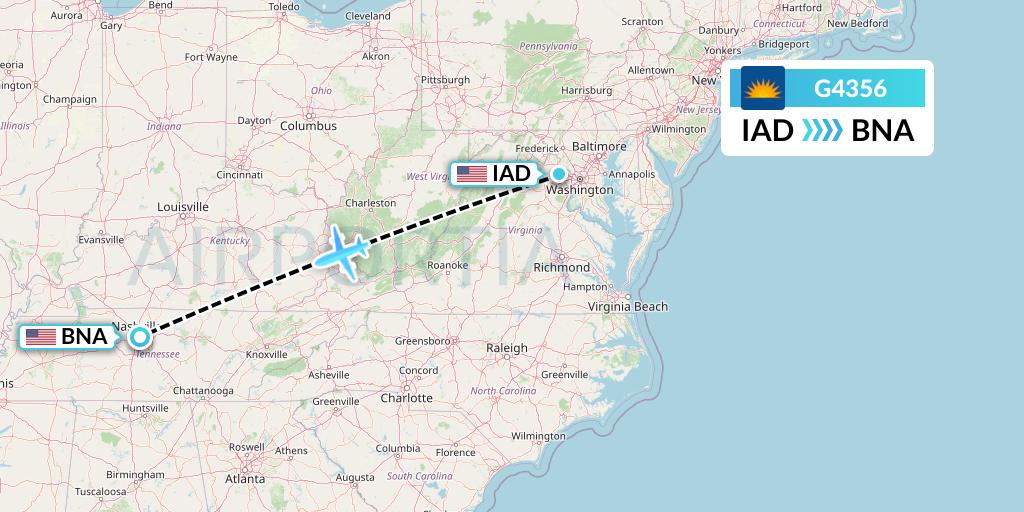 G4356 Allegiant Air Flight Map: Washington to Nashville