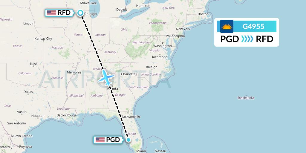 G4955 Allegiant Air Flight Map: Punta Gorda to Chicago