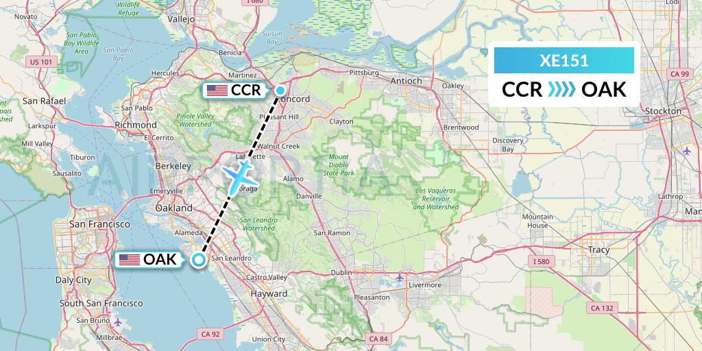XE151 Jsx Flight Map: Concord to Oakland