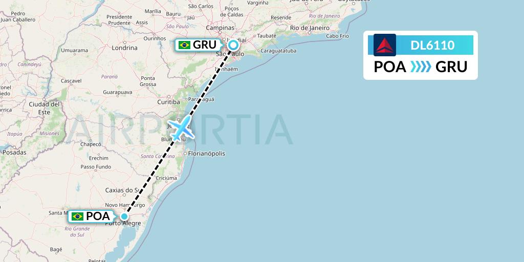 DL6110 Delta Air Lines Flight Map: Porto Alegre to Sao Paulo