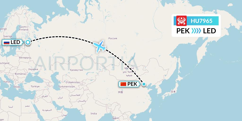 HU7965 Hainan Airlines Flight Map: Beijing to St. Petersburg