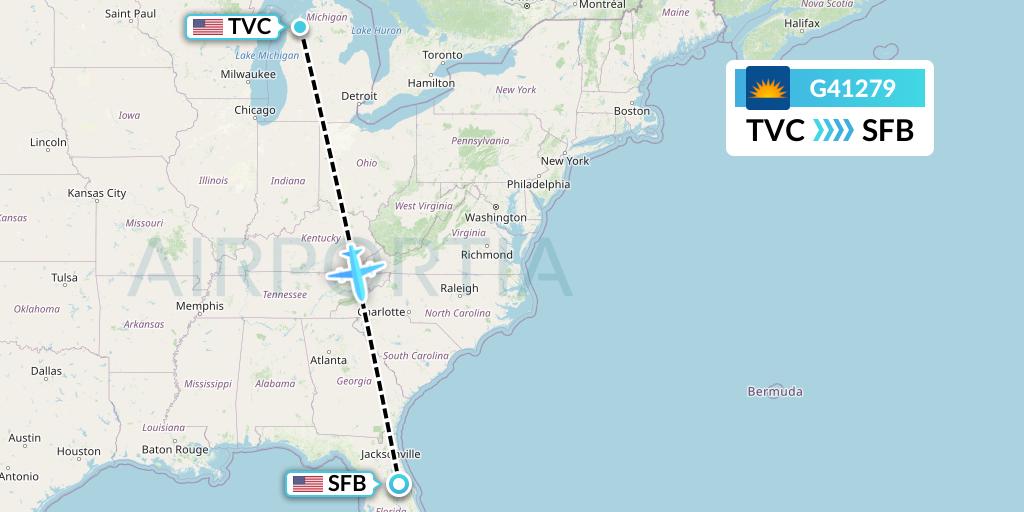 G41279 Allegiant Air Flight Map: Traverse City to Orlando