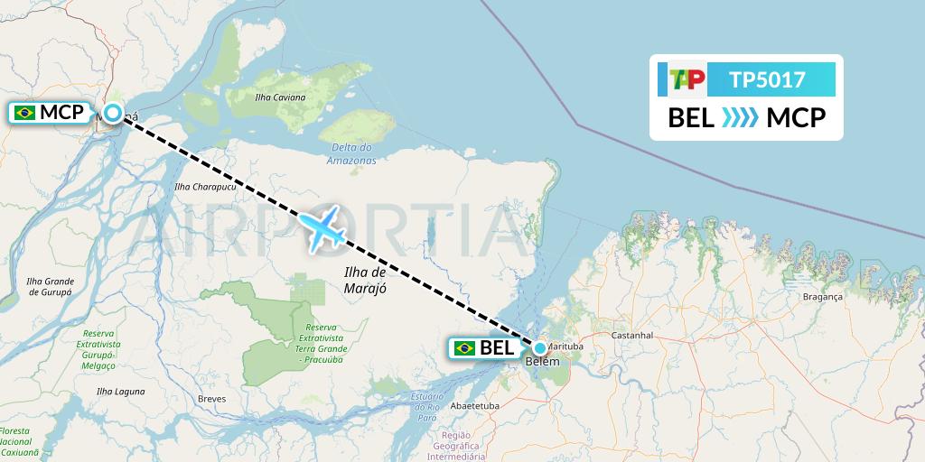 TP5017 TAP Portugal Flight Map: Belem to Macapa