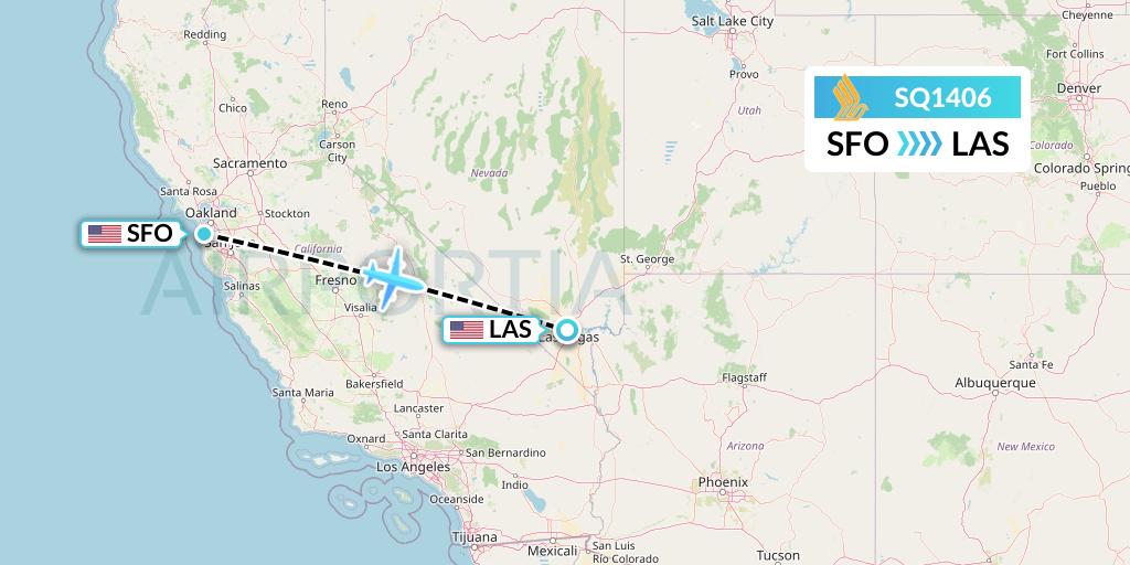 SQ1406 Singapore Airlines Flight Map: San Francisco to Las Vegas