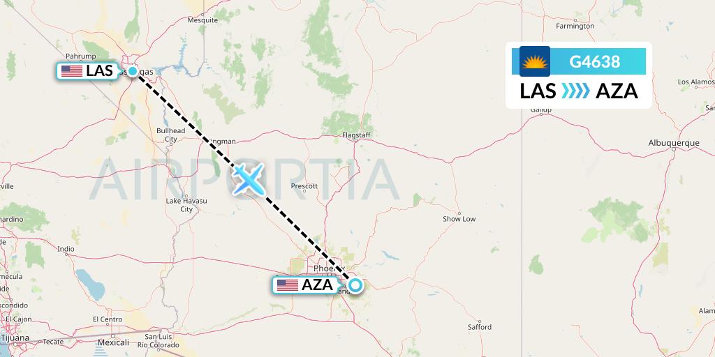 G4638 Allegiant Air Flight Map: Las Vegas to Phoenix