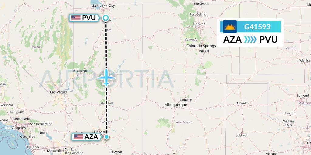 G41593 Allegiant Air Flight Map: Phoenix to Provo