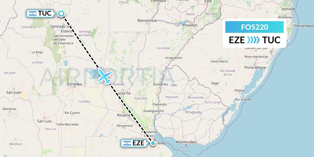 FO5220 Aero Flightops Uk Limited Flight Map: Buenos Aires to Tucuman