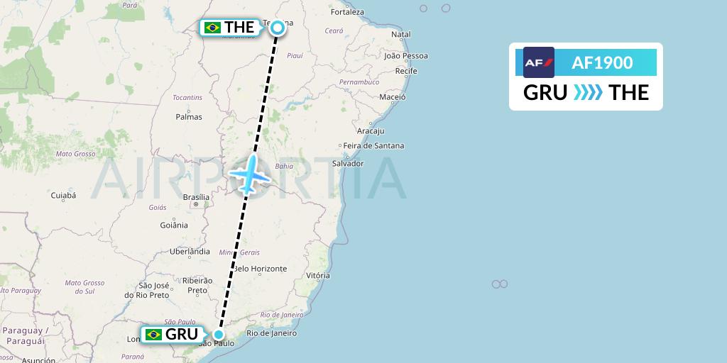 AF1900 Air France Flight Map: Sao Paulo to Teresina