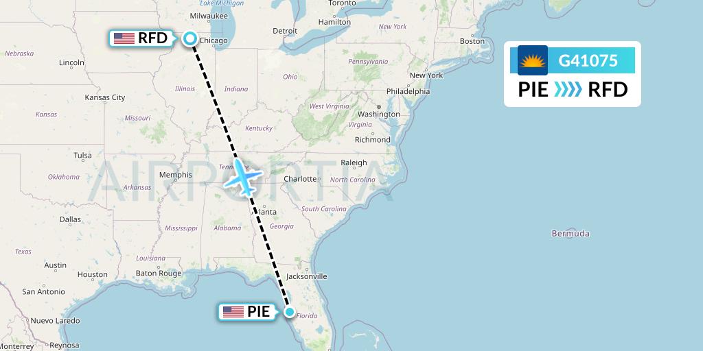 G41075 Allegiant Air Flight Map: St. Petersburg to Chicago