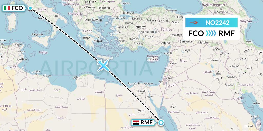 NO2242 Neos Flight Map: Rome to Marsa Alam
