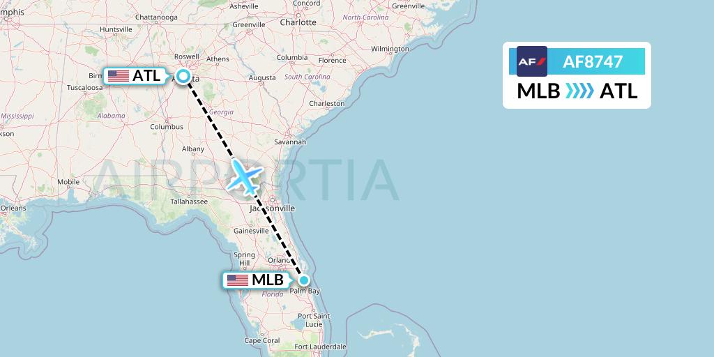 AF8747 Air France Flight Map: Melbourne to Atlanta