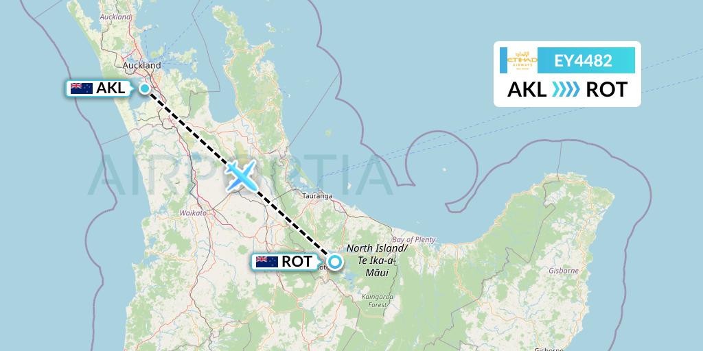 EY4482 Etihad Airways Flight Map: Auckland to Rotorua