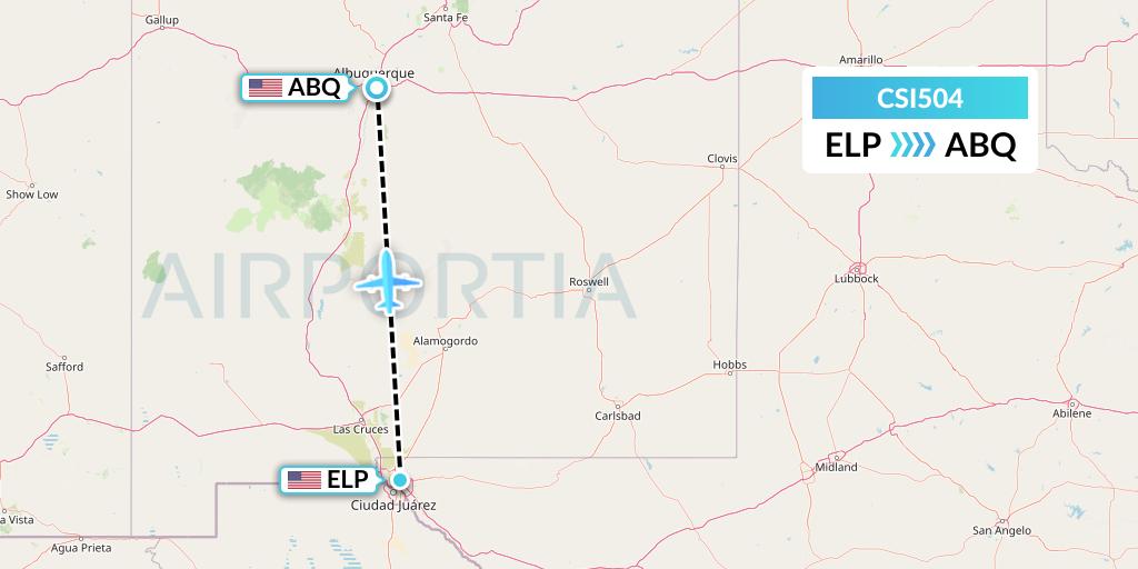CSI504 Csi Aviation Flight Map: El Paso to Albuquerque