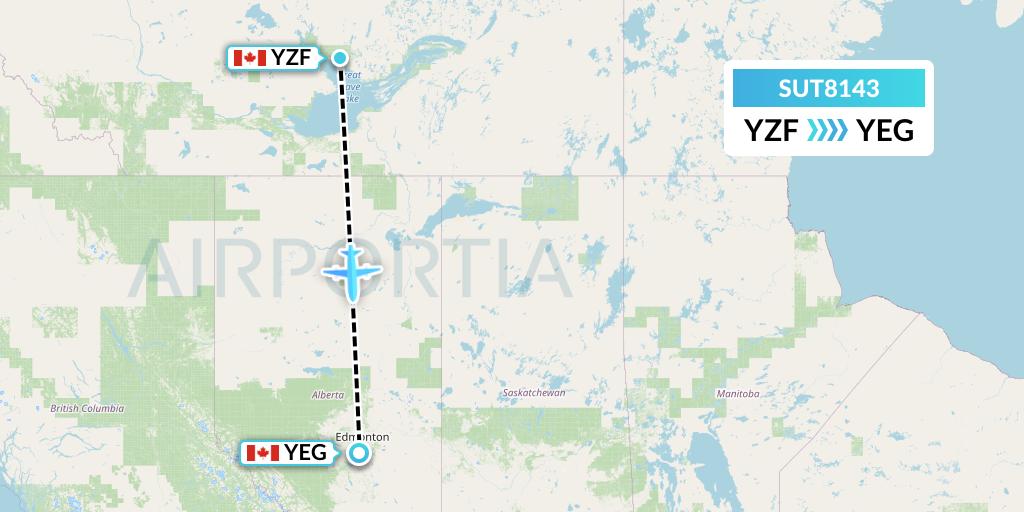 SUT8143 Summit Air Ltd. Flight Map: Yellowknife to Edmonton