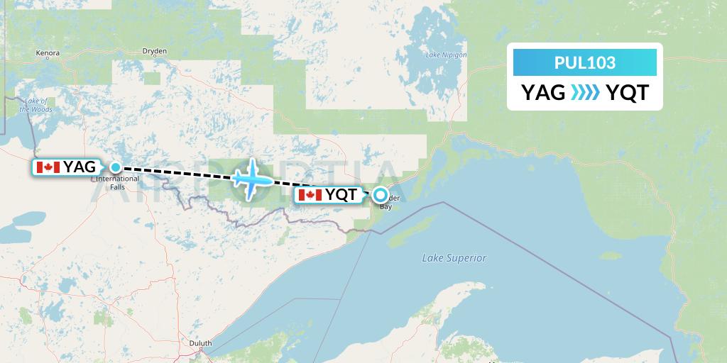 PUL103 Ornge Air Flight Map: Fort Frances to Thunder Bay