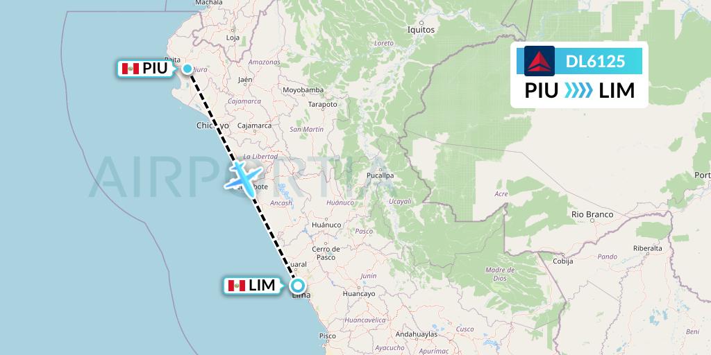 DL6125 Delta Air Lines Flight Map: Piura to Lima