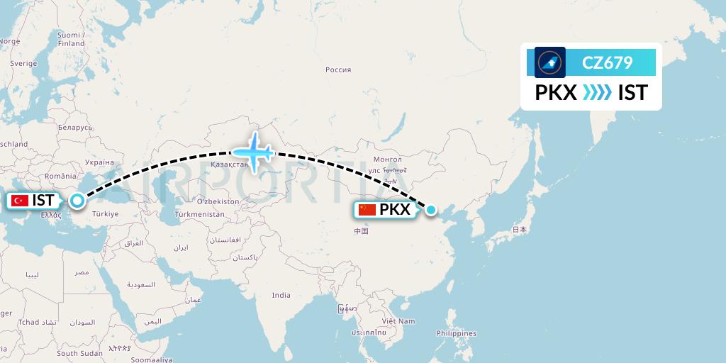 CZ679 China Southern Airlines Flight Map: Beijing to Istanbul