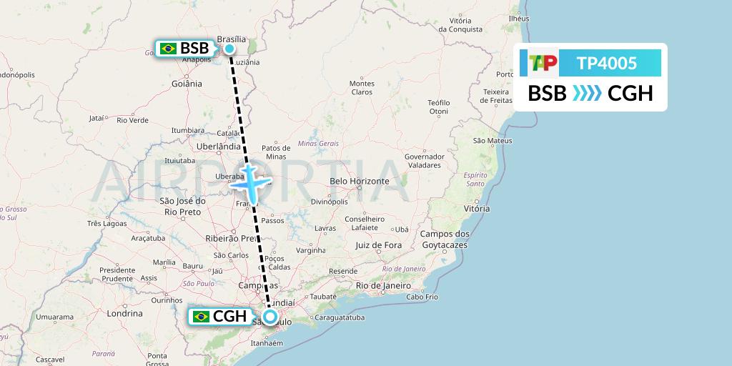 TP4005 TAP Portugal Flight Map: Brasilia to Sao Paulo