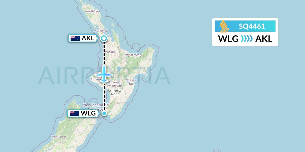SQ4461 Singapore Airlines Flight Map: Wellington to Auckland