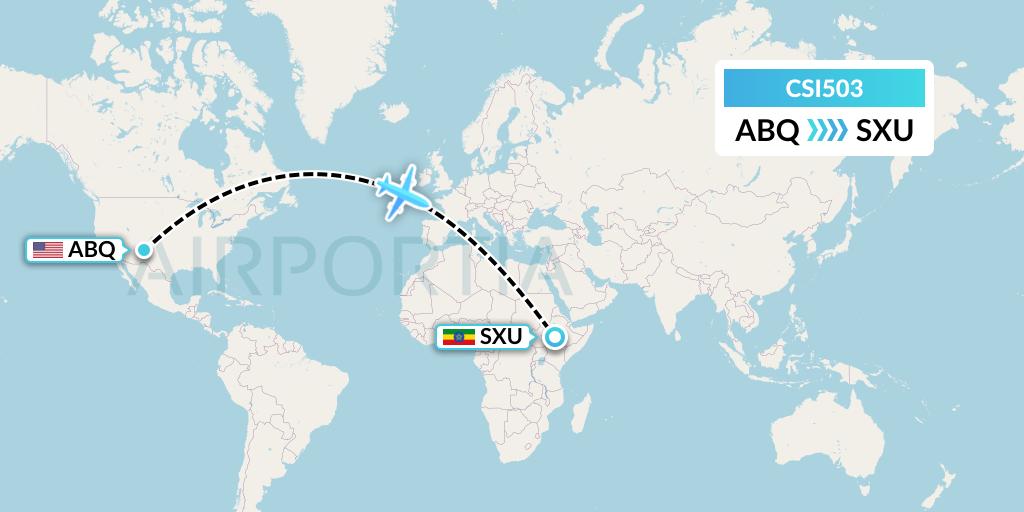 CSI503 Csi Aviation Flight Map: Albuquerque to Soddu