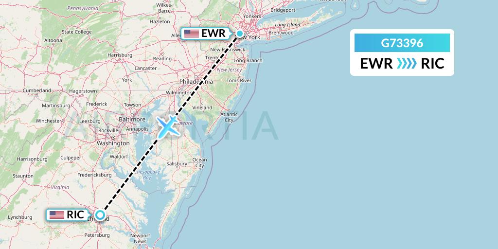 G73396 GoJet Flight Map: New York to Richmond