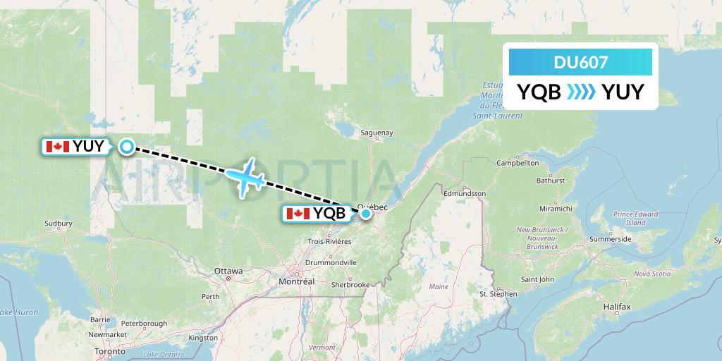 DU607 Sky Jet M.g. Inc Flight Map: Quebec to Rouyn