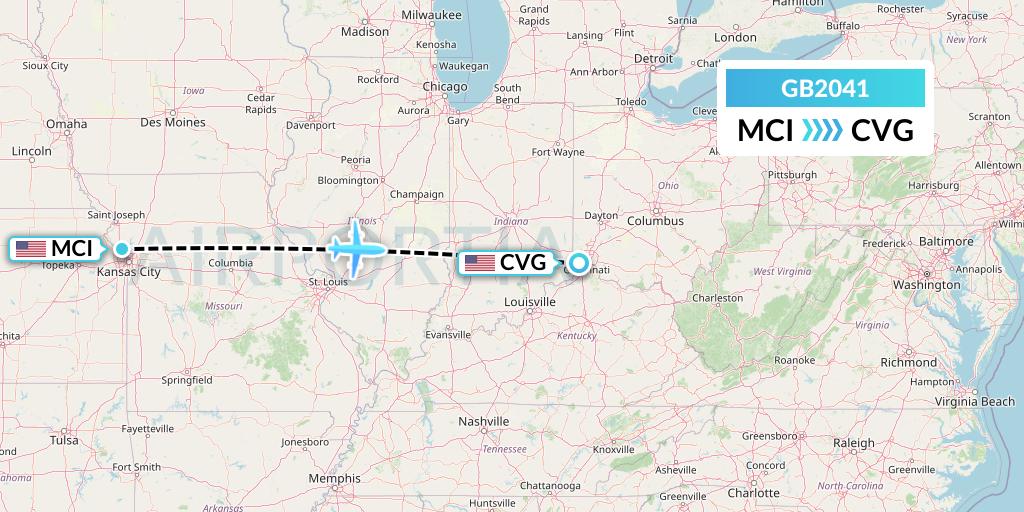 GB2041 Flight Status ABX Air Kansas City to Cincinnati (ABX2041)