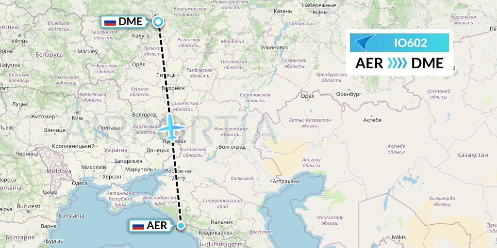 IO602 IrAero Flight Map: Sochi to Moscow