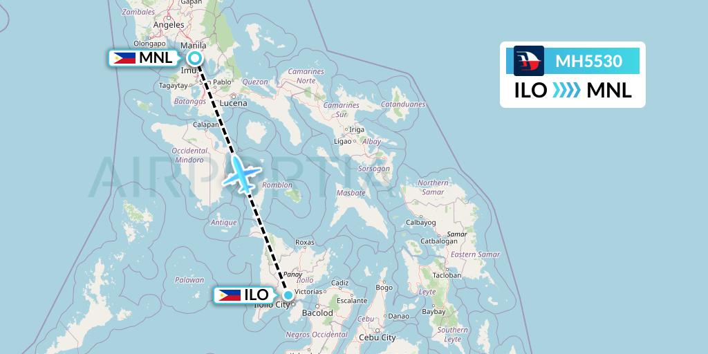 MH5530 Malaysia Airlines Flight Map: Iloilo to Manila