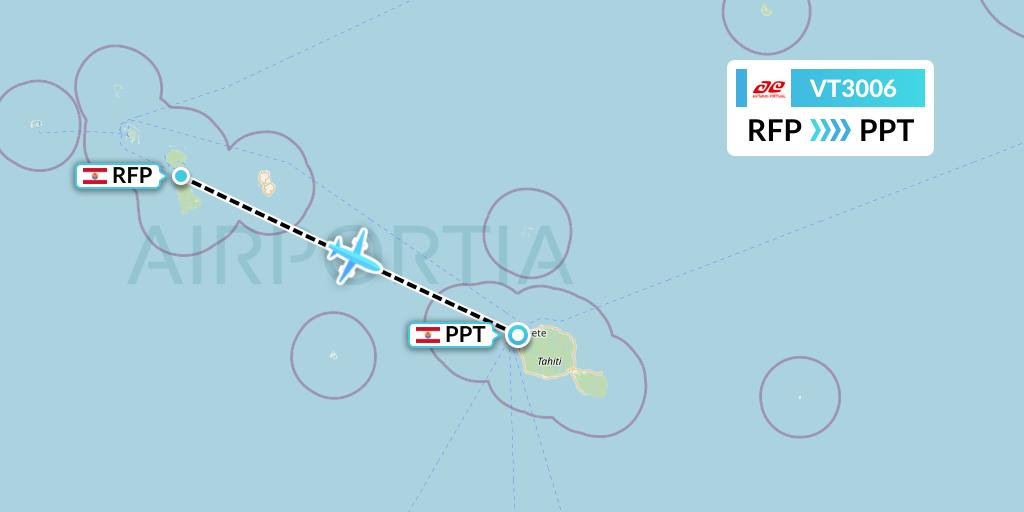 VT3006 Air Tahiti Flight Map: Raiatea to Papeete
