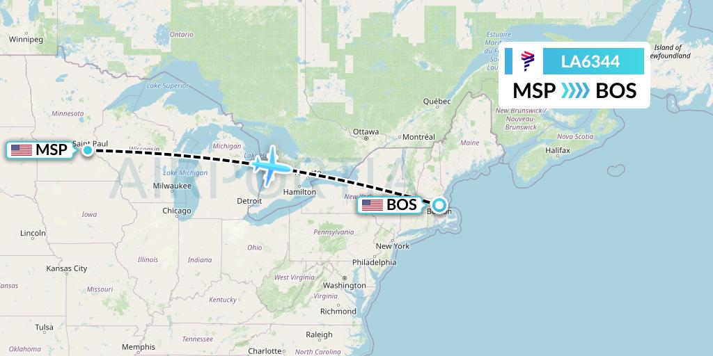 LA6344 Flight Status LAN Airlines Minneapolis to Boston (LAN6344)